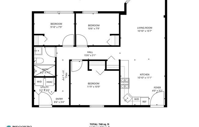 3 beds, 1 bath, 609 sqft, $2,300, Unit 1556-2O