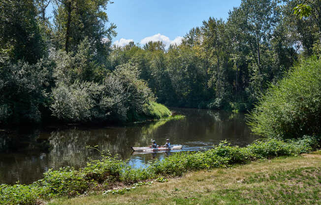 Canoeing down the river at the Park at Bothell Landing