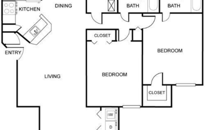 2 beds, 2 baths, 990 sqft, $996