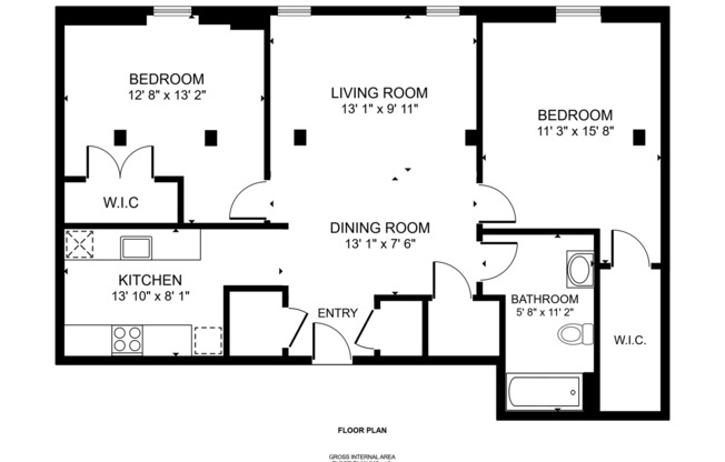 1 bed, 1 bath, 1,005 sqft, $1,695, Unit G2