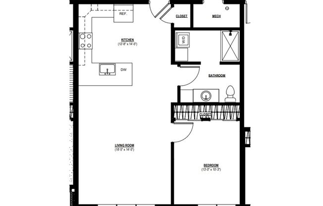 1 bed, 1 bath, 823 sqft, $895, Unit #209