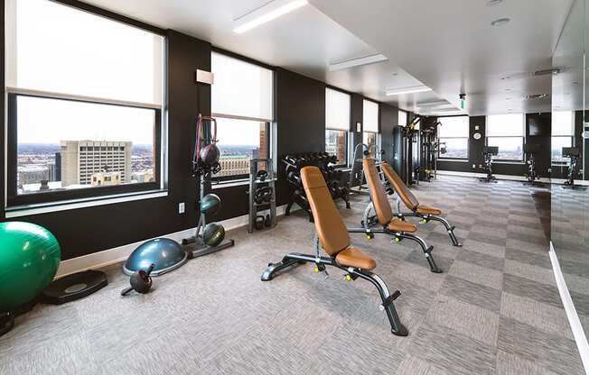 Fitness center at The Ferguson Downtown Detroit Apartments, Michigan