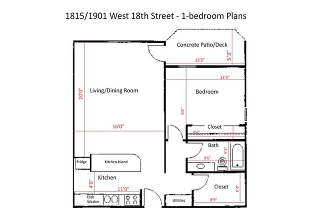 1 bed, 1 bath, 800 sqft, $850