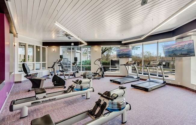 Fitness room with various equipment