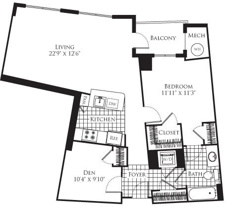 1 bed, 1 bath, 910 sqft, $2,205, Unit 1301