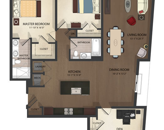 2 beds, 2 baths, 1,548 sqft, $2,399, Unit 5C