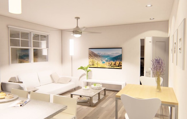 a rendering of a living room at Brownstones at Palisade Park, Broomfield, 80023