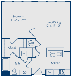 1 bed, 1 bath, 643 sqft, $2,598