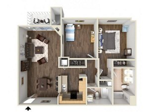 2 beds, 2 baths, 965 sqft, $2,635