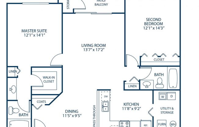 2 beds, 2 baths, 1,161 sqft, $1,580, Unit 602