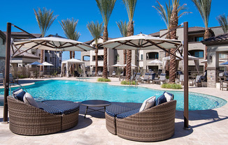 lounge chairs at pool