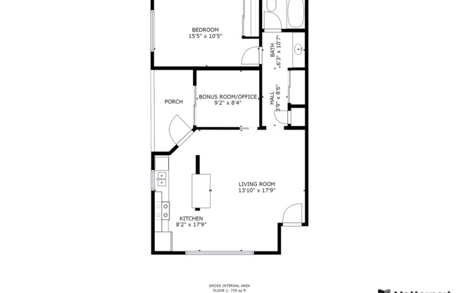 1 bed, 1 bath, 770 sqft, $2,600, Unit D-214