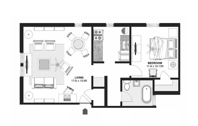 1 bed, 1 bath, 620 sqft, $925, Unit 108
