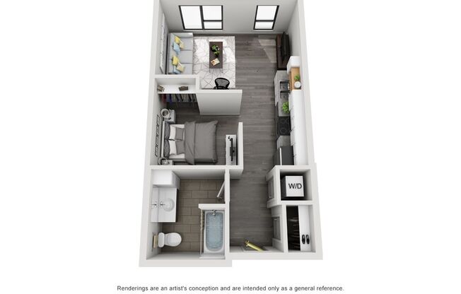 Studio, 1 bath, 528 sqft, $995, Unit 205
