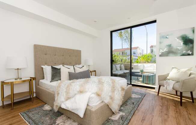 Bedroom at Ace on Orange Grove Apartments in Los Angeles, California.