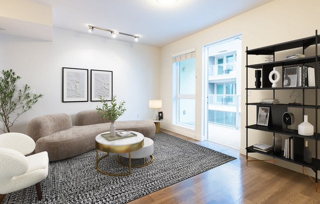 Living Room with Balcony and Hard Surface Flooring