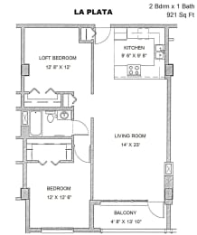 2 beds, 1 bath, 921 sqft, $1,755