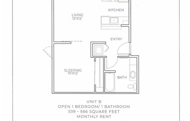 1 bed, 1 bath, 539 sqft, $1,725, Unit D-205