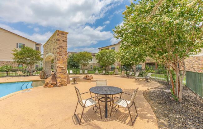 a house with a large pool of water