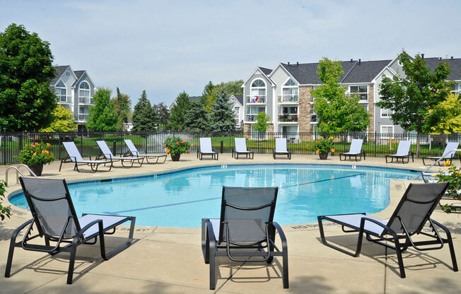 Swimming Pool and Sundeck at Hillside Apartments, Michigan, 48393