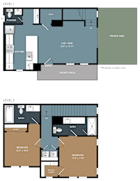 2 beds, 2.5 baths, 1,046 sqft, $1,764