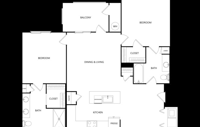 2 beds, 2 baths, 1,093 sqft, $2,104