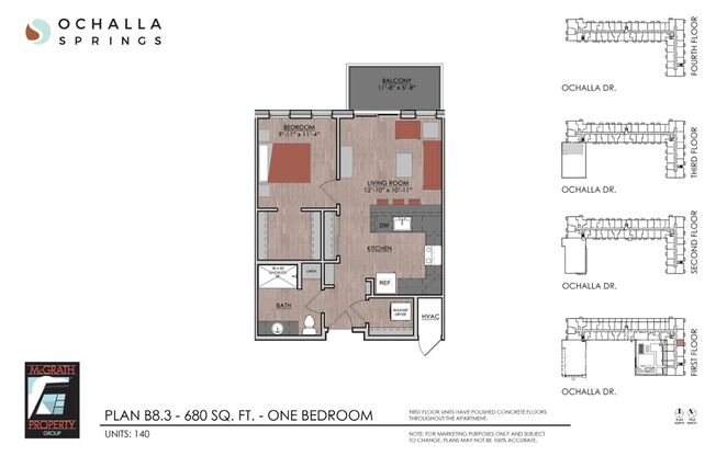 1 bed, 1 bath, 680 sqft, $1,640, Unit 140