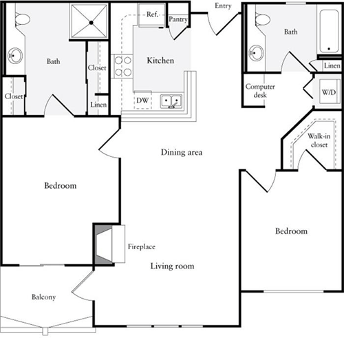 2 beds, 2 baths, 1,039 sqft, $3,640, Unit 412