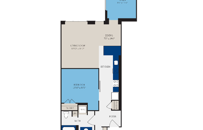 1 bed, 1 bath, 907 sqft, $1,325, Unit W262
