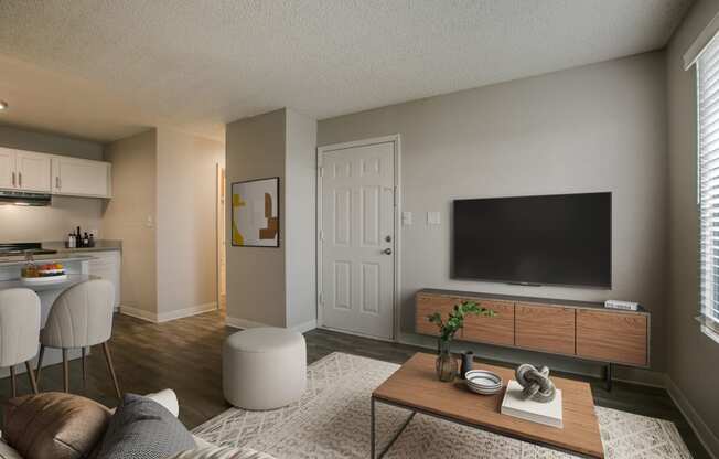 a living room with a couch and a coffee table