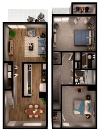 2 beds, 1 bath, 1,077 sqft, $1,261