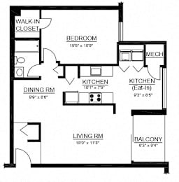 1 bed, 1 bath, 936 sqft, $1,390