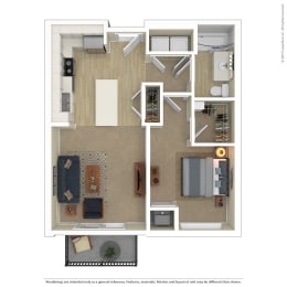 1 bed, 1 bath, 668 sqft, $1,643