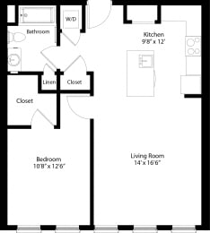 1 bed, 1 bath, 614 sqft, $2,430