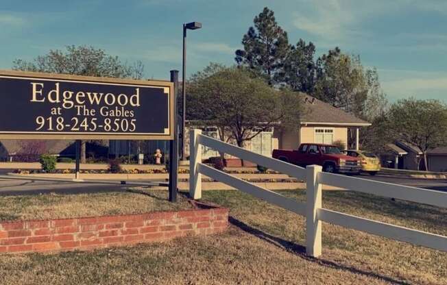 a sign for edgewood at the gardens at EDGEWOOD AT GABLES Apartments, TULSA, OK, 74127