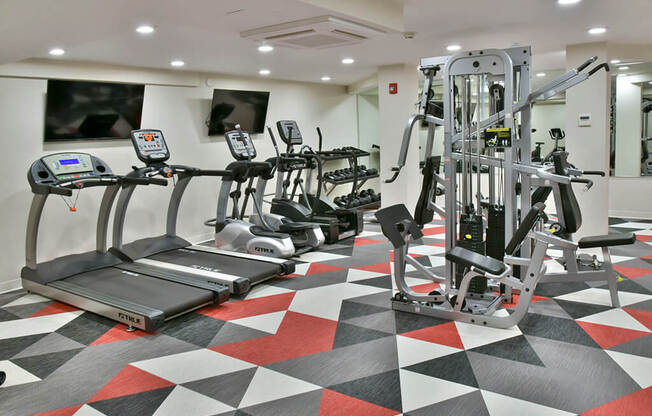Fitness center With Equipment at Eagan Place Apartments, Eagan, MN