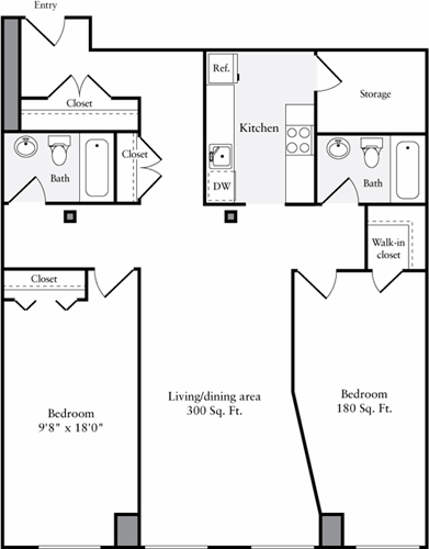 2 beds, 2 baths, 1,180 sqft, $4,276, Unit 2222