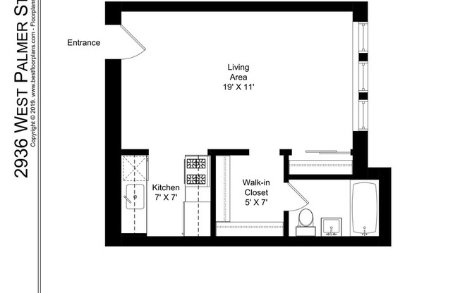 Studio, 1 bath, 427 sqft, $1,450, Unit 105