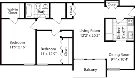 2 beds, 1 bath, 1,196 sqft, $1,300