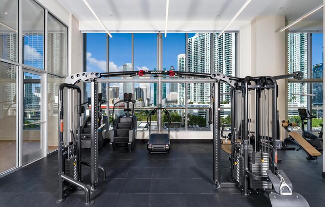 Strengthen your routine at Modera Riverside’s fitness center, complete with inspiring views of the Miami skyline.