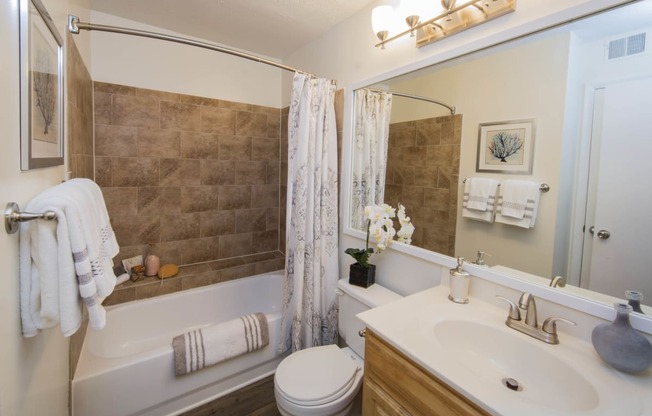 a bathroom with a sink toilet and bathtub