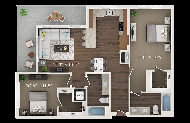 2 beds, 2 baths, 1,051 sqft, $2,358