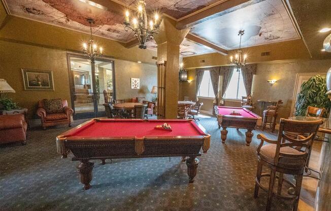 Game Room with Billiards at Dominion Courtyard Villas, California