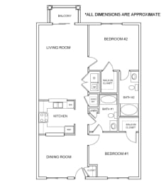 2 beds, 2 baths, 1,147 sqft, $1,719