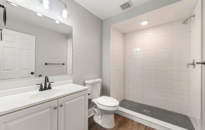 Renovated ensuite bathroom at Crogman School Lofts, Atlanta, 30315