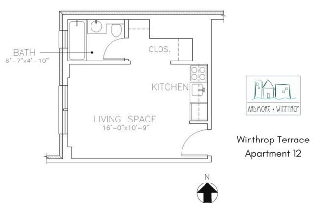 Studio, 1 bath, 233 sqft, $1,100, Unit 412