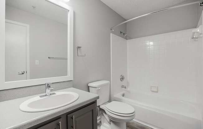 a bathroom with a sink toilet and a bath tub