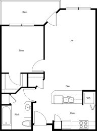1 bed, 1 bath, 674 sqft, $1,591