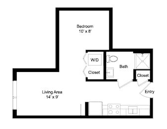 Studio, 1 bath, 445 sqft, $1,664