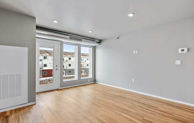 living room with large windows